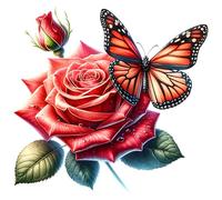 Red Rose Butterfly Vinyl Decal Stickers, Cover Marks, Floral Decor 20cm 7cm | Opaque Finish, No White Edges, Weatherproof, UK Manufactured, Flower Styling For Walls, Cars, Tiles, Toilets, Phones and Cups