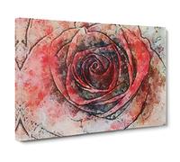 Red Rose Canvas Print | Gallery Wrapped 30mm Frame Wall Art | 30x20 inches | Ready to Hang | Abstract Floral Picture | Living Room Bedroom Lounge Office