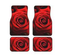 Red Rose Car Floor Mats Set Of 4,Front Rear Carpets Mats