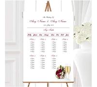 Red Rose Champagne Personalised Wedding Seating Table Plan