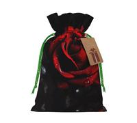 Red Rose Christmas Drawstring Sack Gift Bag, Lightweight And Cute In Design