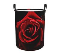 Red Rose Circular Laundry Basket Hamper, Large Capacity Washing Baskets, Water Repellent & Collapsible Dirty Clothes Hamper With Handle, Organizer For Bedrooms & Bathrooms