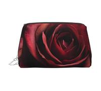 Red Rose Close-Up Printed Leather Portable Cosmetic Bag, Cosmetic Bag with Inner Bag
