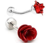Red Rose Cufflinks 2pcs Unisex Tuxedo Cuff Link Buttons Rose Flower Shirt Cufflinks Gift for Business Wedding Birthday
