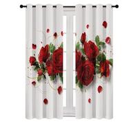 Red Rose Curtains, Romantic Floral Modern 90% Blackout Curtains Eyelet Thermal Insulated Window Drapes for Nursery Bedroom Living Room 42 x 54 Inch Drop 2 Panels
