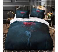 Red Rose Duvet Cover 3D Design Printed Anti-allergic 3 Pieces Bedding Set Zipper mystical Floral Comforter Cover Super Soft Breathable for Teens Kids Girls Boys Women Adults Double（200x200cm）