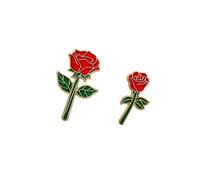 Red Rose Enamel Lapel Pins, 2 Sizes Classic Flower Brooches, Mini Metal Decorative Rose Pins for Suit Jacket Backpack Hat Clothing Accessory