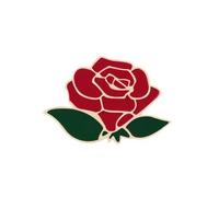 Red Rose Enamel Pin Floral Symbolic Bloom Lapel Badge Romantic Gift Accessory Polished Metal Outline Decorative Pin 2 x 1.5cm