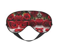 Red Rose Floral Print Sleep Mask Silk-Like Eye Mask Sleeping Eye Mask for Women Men for Travel Sleep Relaxation