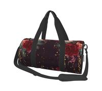 Red Rose Floral Printed Canvas Travel Duffel Bag - Gym Sports Bag with Large Capacity for Weekend Business Travel