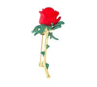 Red Rose Flower Brooch Pin Rhinestone Rose Flower Brooch Red Flowers Lapel Brooch Elegant Brooch Pin for Women Cocktail Party Accessory