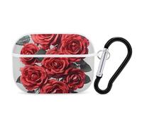 Red Rose Flower Cluster AirPod Pro Case, Anti Scratch Hard PC Cover with Keychain, AirPod Pro 2nd/1st Case Accessories for Women Men, White-Style
