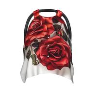 Red Rose Flower Cluster Baby Car Seat Canopy Cover, Multi Use Breathable Nursing Breastfeeding Covers for Mom Soft Stroller Sun Shade Newborn Shower Gift