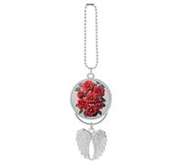 Red Rose Flower Cluster Car Hanging Pendant, Zinc Alloy Rearview Mirror Charms - Relieve Visual Fatigue, Vintage Keychain Pendant, Lucky Car Interior Hanging Decoration, One size, Zinc