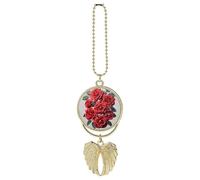 Red Rose Flower Cluster Car Hanging Pendant, Zinc Alloy Rearview Mirror Charms - Relieve Visual Fatigue, Vintage Keychain Pendant, Lucky Car Interior Hanging Decoration, One size, Zinc
