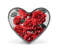 Red Rose Flower Cluster Heart Pin, 1 Inch Metal Love Lapel Pins - Lightweight, Smooth Edges, Versatile Badge Brooch for Jackets, Shirts, Bags, Gifts for Friends, Family