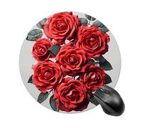 Red Rose Flower Cluster Mouse Pad - Ultra Thin, 7.8 Inch Round Mousepad with Non-Slip Rubber Base, Waterproof Mouse Mat for Office, Gaming