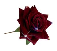 Red Rose Flower Hair Pin Rhinestones for Elegant Updo | Alloy and Fabric Build, One-piece Accessory, for Long or Medium Hair, Daily Wear and Photography Props