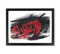 Red Rose Flower No.11 V2 Modern Framed Print | A2 Black Framed Wall Art | Ready to Hang | Modern Floral Picture | Living Room Bedroom Lounge Office