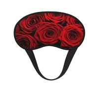 Red Rose Flower Print Blindfold Sleep Mask, 100% Block Light Eye Sleep Shade Cover Eye Masks with Adjustable Strap