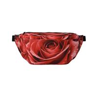 Red Rose Flower Printed Waist Bag Adjustable Bum Bag Lightweight Travel Waist Fanny Pack Belt for Walking Cycling Hiking Travel