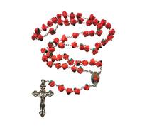 Red rose flower rosary beads Immaculate Heart center Catholic prayer