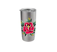 Red Rose Flower Tattoo Stainless Steel Insulated Tumbler