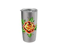 Red Rose Flower Tattoo Stainless Steel Insulated Tumbler