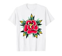 Red Rose Flower Tattoo Value Graphic T-Shirt, Men, White, L