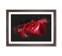 Red Rose Flower Vol.1 Paint Splash Framed Print | A2 Walnut Framed Wall Art | Ready to Hang | Modern Floral Picture | Living Room Bedroom Lounge Office