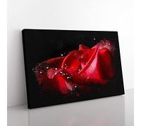 Red Rose Flower Vol.1 Paint Splash Modern Art Canvas Wall Art Print Ready to Hang, Framed Picture for Living Room Bedroom Home Office Décor, 76x50 cm (30x20 Inch)
