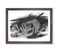 Red Rose Flower Vol.11 V1 Modern Framed Wall Art Print, Ready to Hang Picture for Living Room Bedroom Home Office Décor, Walnut A3 (46 x 34 cm)