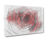 Red Rose Flower Vol.5 Sketch Canvas Print | Gallery Wrapped 30mm Frame Wall Art | 30x20 inches | Ready to Hang | Modern Floral Picture | Living Room Bedroom Lounge Office