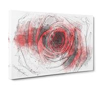 Red Rose Flower Vol.5 Sketch Modern Art Canvas Wall Art Print Ready to Hang, Framed Picture for Living Room Bedroom Home Office Décor, 24x16 Inch (60x40 cm)