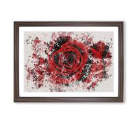 Red Rose Flower Vol.5 Watercolour Framed Print | A2 Walnut Framed Wall Art | Ready to Hang | Modern Floral Picture | Living Room Bedroom Lounge Office