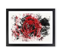 Red Rose Flower Vol.6 Watercolour Modern Framed Print | A2 Black Framed Wall Art | Ready to Hang | Modern Floral Picture | Living Room Bedroom Lounge Office