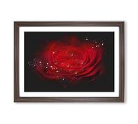 Red Rose Flower Vol.7 Paint Splash Framed Print | A2 Walnut Framed Wall Art | Ready to Hang | Modern Floral Picture | Living Room Bedroom Lounge Office
