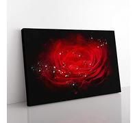 Red Rose Flower Vol.7 Paint Splash Modern Art Canvas Wall Art Print Ready to Hang, Framed Picture for Living Room Bedroom Home Office Décor, 60x40 cm (24x16 Inch)