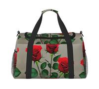 Red Rose Flowers 1 Hand Travel Bag - Large Reusable Shopping Tote Bag, Perfect for Outdoor Activities, Sports, Camping & Groceries, Black, One Size