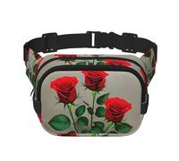 Red Rose Flowers 1 Zipper Fanny Pack, Crossbody Bags with Adjustable Strap for Jogging, Cycling