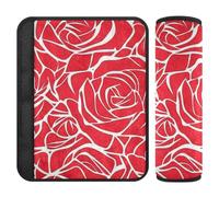 Red Rose Flowers Line Drawing 2 Pack Car seat Strap Covers, Stop seat Belt Cutting into Neck, car seat Cover for Airplane