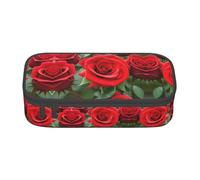 Red Rose Flowers Print Pencil Case - Pen Organizer for Girls and Boys, School Supplies, Stationery, and Office Use