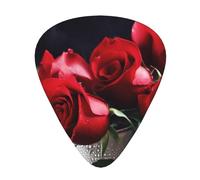 Red Rose Flowers Printed Guitar Picks 12-Piece Set - Comfortable, Versatile Plectrum for All Guitar Styles & Players