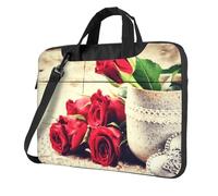 Red Rose Flowers Printed Waterproof Laptop Case Ultra-Thin Portable One-Shoulder Laptop Bag 600d Oxford 13in/14in/15.6in