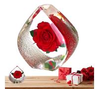 Red Rose for Eternal Flower - Forever Resin Keepsake, Preserved Display, Romantic Decorative Piece, Portable Desk Ornament | Long-Lasting Rose Souvenir Gift for Family Friends Colleagues
