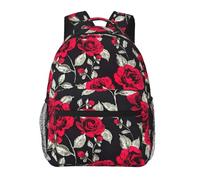 Red Rose Garden Print Casual Daily Bookbag, 20 * 29 * 40cm Durable Basic Backpack For Travel And Vacation Classics Daypack
