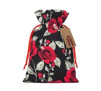 Red Rose Garden Print Drawstring Bags Burlap Gifts Bag With Drawstring Gift Bags For Wedding/Party/Festival/Storage