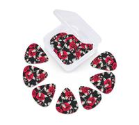 Red Rose Garden print Guitar Picks 12 Pack, Mixed (0.46-0.96mm) with Storage Case for Guitar,ukulele
