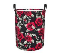 Red Rose Garden Print Large Laundry Hamper,Basket For Blanket, Toys, Dirty Clothes In Living Room, Bathroom, Bedroom