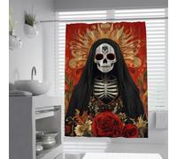 Red Rose Gothic Bride Shower Curtain Mexican Day of The Dead 160x200cm
